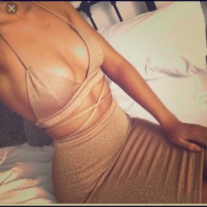 2 piece gold skirt set